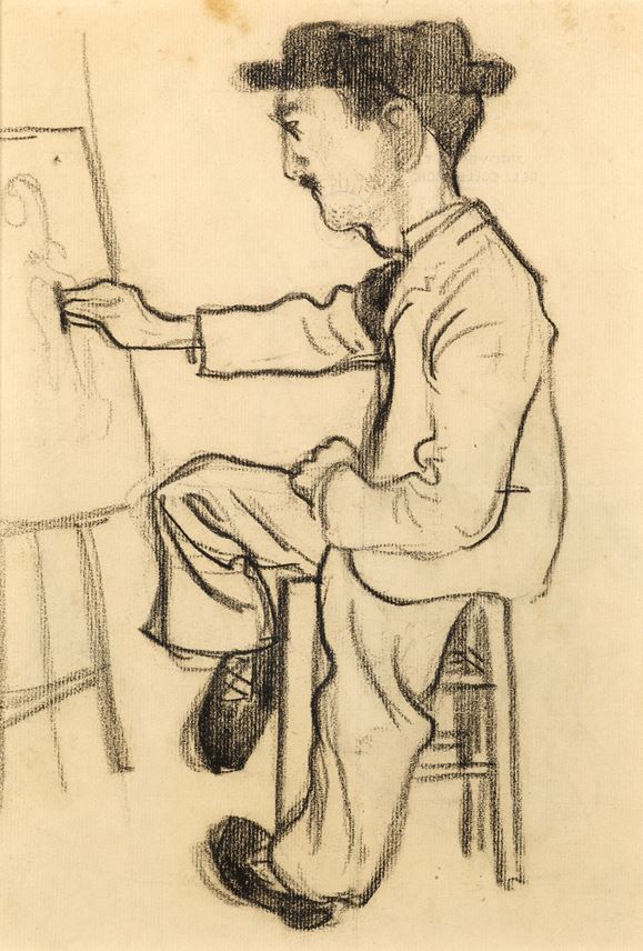 Henri Evenepoel - A Seated Artist, Possibly Toulouse-Lautrec, Drawing at an Easel | MasterArt